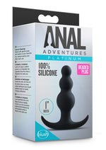 Load image into Gallery viewer, Anal Adventures Platinum Beaded Silicone Butt Plug - Black
