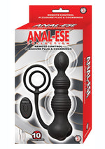 Load image into Gallery viewer, Anal-Ese Silicone Rechargeable Anal Plug and Cock Ring with Remote Control - Black
