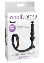 Load image into Gallery viewer, Anal Fantasy Collection Ass-Gasm Silicone Cockring Anal Beads - Black
