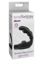 Load image into Gallery viewer, Anal Fantasy Collection Vibrating Reach Around Silicone Massager Waterproof - Black - 4.25in

