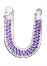 Load image into Gallery viewer, Art Deco AC/DC Double Dildo - Clear/Purple - 12.25in
