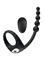 Load image into Gallery viewer, Atomic Dual Delight Rechargeable Silicone C-Ring and Anal Beads - Black
