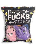 Load image into Gallery viewer, Bag Of Fucks I Have to Give Plushy Pillow with 5 Fingers
