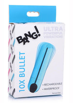 Load image into Gallery viewer, Bang! 10x Vibrating Metallic Rechargeable Bullet Vibrator - Blue
