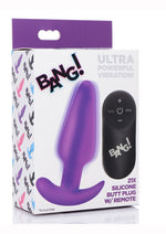 Load image into Gallery viewer, Bang! 21x Vibrating Silicone Rechargeable Butt Plug with Remote Control - Purple
