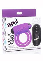 Load image into Gallery viewer, Bang! Silicone Rechargeable Cock Ring and Bullet with Remote Control - Purple

