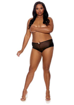 Load image into Gallery viewer, Barely Bare Split Lace Boy Shorts - Black - Plus Size/Queen
