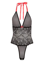Load image into Gallery viewer, Barely Bare V Plunge Lace and Mesh Teddy - Black - One Size
