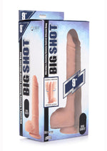 Load image into Gallery viewer, Big Shot Silicone Vibrating and Twirling Remote Control Rechargeable Dildo with Balls - Vanilla - 9in
