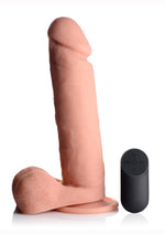 Load image into Gallery viewer, Big Shot Silicone Vibrating Remote Control Rechargeable Dildo with Balls - Vanilla - 9in
