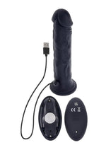 Load image into Gallery viewer, Black Thunder Rechargeable Silicone Dildo with Remote
