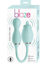 Load image into Gallery viewer, Blaze Exciter Rechargeable Silicone Dual Stimulating Vibrator - Aqua/Blue
