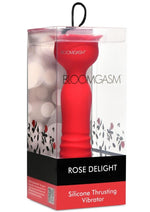 Load image into Gallery viewer, Bloomgasm Rose Delight Rechargeable Silicone Thrusting Vibrator - Red
