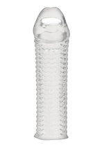 Load image into Gallery viewer, Blue Line Clear Textured Penis Enhancing Sleeve Extension - Clear - 6.5in
