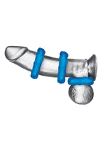 Load image into Gallery viewer, Blue Line Ribbed Rider Cock Ring
