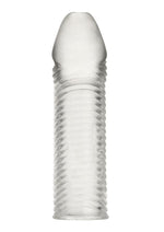 Load image into Gallery viewer, Blue Line Wavy Ribbed Penis Extension - Clear - 6.5in
