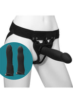 Load image into Gallery viewer, Body Extensions Be Ready Silicone Strap-On Harness with 2 Hollow Dildos - Black - 7.5in/7in - 4 Piece Set
