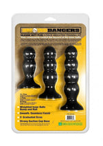 Load image into Gallery viewer, Boneyard Bangers Silicone Weighted Butt Plug Training Kit - Black - 3 Per Set
