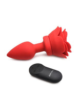Load image into Gallery viewer, Booty Sparks 28x Rechargeable Silicone Vibrating Rose Anal Plug with Remote Control - Red - Medium
