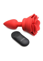 Load image into Gallery viewer, Booty Sparks 28x Rechargeable Silicone Vibrating Rose Anal Plug with Remote Control - Red - Small

