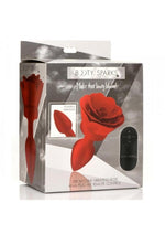 Load image into Gallery viewer, Booty Sparks 28x Rechargeable Silicone Vibrating Rose Anal Plug with Remote Control - Red - Small
