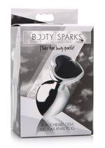 Load image into Gallery viewer, Booty Sparks Gemstones Black Heart Anal Plug - Black/Silver - Medium
