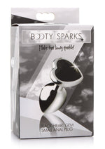 Load image into Gallery viewer, Booty Sparks Gemstones Black Heart Anal Plug - Black/Silver - Small
