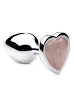 Load image into Gallery viewer, Booty Sparks Gemstones Rose Quartz Heart Anal Plug - Metal/Pink - Small
