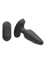 Load image into Gallery viewer, Booty Sparks Laser Heart Rechargeable Silicone Anal Plug with Remote Control - Medium - Black with Red Lights - Black