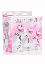 Load image into Gallery viewer, Booty Sparks Pink Gem Glass Anal Plug - Pink - 3 Pieces/Set
