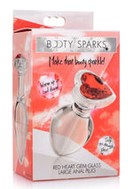 Load image into Gallery viewer, Booty Sparks Red Heart Gem Glass Anal Plug - Clear/Red - Large
