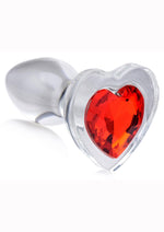 Load image into Gallery viewer, Booty Sparks Red Heart Glass Anal Plug - Clear/Red - Small
