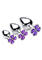Load image into Gallery viewer, Booty Sparks Violet Flower Gem Anal Plug - Purple/Silver - Set