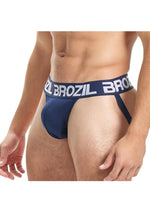 Load image into Gallery viewer, Brozil Ultra Bulge Enhancing Jockstrap - Blue/Navy Blue - Medium/Small
