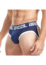 Load image into Gallery viewer, Brozil Ultra Sports Mesh Bulge Brief - Blue/Navy Blue - Medium/Small