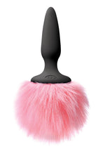 Load image into Gallery viewer, Bunny Tails Mini Silicone Butt Plug - Pink Fur - Black/Pink
