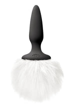 Load image into Gallery viewer, Bunny Tails Mini Silicone Butt Plug - White Fur - Black/White
