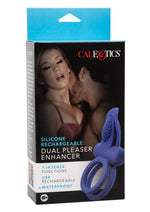 Load image into Gallery viewer, Calexotics Silicone Rechargeable Dual Pleasure Enhancer Cock Ring - Blue
