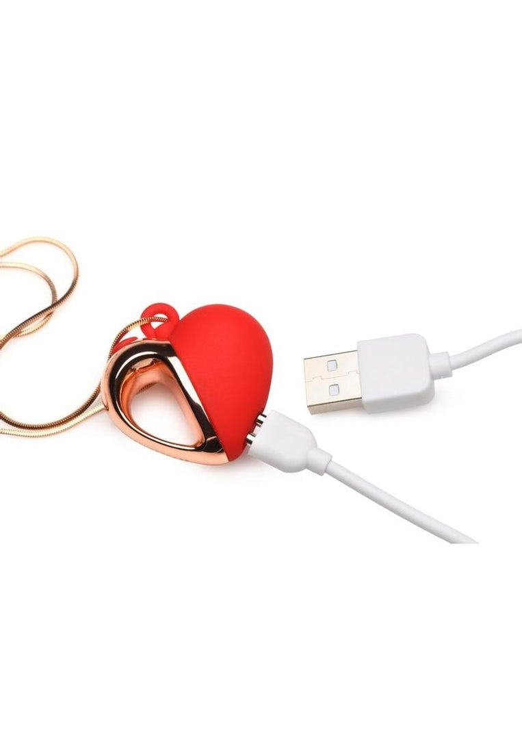 Charmed 10x Vibrating Silicone Heart Necklace Rechargeable Stimulator