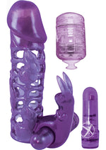 Load image into Gallery viewer, Clit Tickler Penis Extender Vibrating Sleeve - Purple
