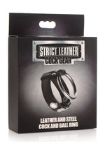 Load image into Gallery viewer, Cock Gear Leather and Steel Cock and Ball Ring - Black/Metal
