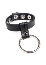 Load image into Gallery viewer, Cock Gear Leather and Steel Cock and Ball Ring - Black/Metal
