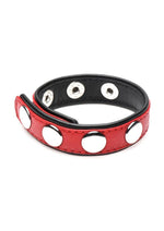 Load image into Gallery viewer, Cock Gear Leather Speed Snap Cock Ring - Metal/Red
