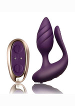 Load image into Gallery viewer, Cocktail Rechargeable Silicone Couples Vibrator with Remote Control - Purple/Rose Gold
