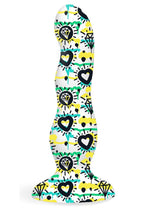 Load image into Gallery viewer, Collage Diamonds and Hearts Curvy Silicone Dildo - Multicolor
