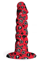 Load image into Gallery viewer, Collage Goth Girl Twisted Silicone Dildo - Red

