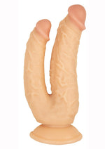 Load image into Gallery viewer, Commander Dongs Double Duty Bendable Dildo - Flesh/Vanilla - 6in