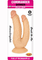 Load image into Gallery viewer, Commander Dongs Double Duty Bendable Dildo - Flesh/Vanilla - 6in