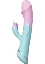 Load image into Gallery viewer, Cotton Candy Jawbreaker Rechargeable Silicone Vibrator with Clitoral Stimulator - Aqua/Blue/Fuschia/Pink
