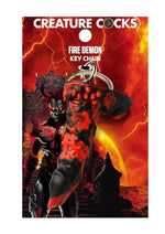 Load image into Gallery viewer, Creature Cocks Fire Demon Keychain - Black/Metal/Red

